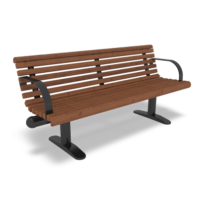 Το παγκάκι πάρκου City Form με πλάτη και μπράτσα είναι μια ανθεκτική, κομψή επιλογή καθίσματος σχεδιασμένη για αστικά περιβάλλοντα και πάρκα. Με τον μοντέρνο σχεδιασμό και την στιβαρή κατασκευή του, αυτό το παγκάκι πάρκου προσθέτει μια σύγχρονη πινελιά στους δημόσιους χώρους, παρέχοντας παράλληλα άνετα καθίσματα για κοινωνική αλληλεπίδραση. Τα παγκάκια City Form αναβαθμίζουν τους εξωτερικούς χώρους με λειτουργικό σχεδιασμό που συμπληρώνει τόσο το φυσικό όσο και το αστικό περιβάλλον. Έχει αγκύρωση άνω του εδάφους, σε χρώμα καφέ με μαύρο μεταλλικό σκελετό και μπράτσα.