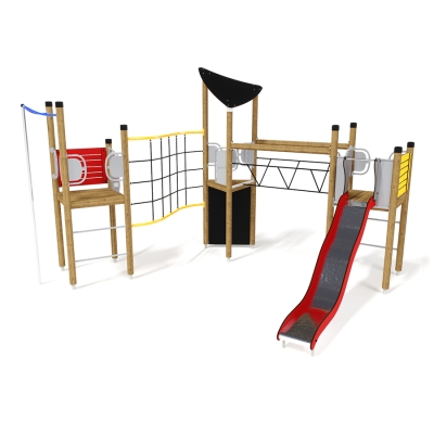 Το UniPlay Essentials Pandora έχει σχεδιαστεί για να διεγείρει τη σωματική δραστηριότητα, να προάγει τις δεξιότητες επίλυσης προβλημάτων και να ενθαρρύνει την ευφάνταστη εξερεύνηση, καθιστώντας το ένα συναρπαστικό χαρακτηριστικό παιδικής χαράς για παιδιά ηλικίας 5-10 ετών. Διαθέτει τρεις πύργους που προσφέρουν μια ποικιλία από απαιτητικές επιλογές αναρρίχησης. Με δύο συναρπαστικές επιλογές κατάβασης - μια τσουλήθρα και έναν στύλο - τα παιδιά μπορούν να απολαύσουν ποικίλους τρόπους εξερεύνησης και πλοήγησης στη δομή. Ένας μοναδικός καμπυλωτός τοίχος από σχοινί παρουσιάζει ένα ενδιαφέρον εμπόδιο που μπορεί να αντιμετωπιστεί είτε από πάνω είτε από κάτω, προσθέτοντας ένα επιπλέον επίπεδο ενθουσιασμού καθώς τα παιδιά κινούνται από πλατφόρμα σε πλατφόρμα. Η συμπερίληψη μιας ταλαντευόμενης γέφυρας, εξοπλισμένης με κιγκλιδώματα για πρόσθετη στήριξη, ενισχύει την περιπετειώδη γοητεία της μονάδας, ενώ η πρόσβαση στις πλατφόρμες καθίσταται δυνατή είτε μέσω τοίχου αναρρίχησης είτε μέσω σκάλας με σκαλοπάτια.