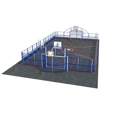 Η επένδυση στο Arena Chicago αποτελεί επένδυση στο μέλλον της κοινότητάς σας και των νέων της. Αυτό το περιφραγμένο πολύ-αθλητικό στάδιο διαθέτει ενεργό χώρο παιχνιδιού 20x12 μ. και εξωτερικό στεφάνι προπόνησης μπάσκετ με οπίσθια όψη. Τα πάνελ ύψους 2 μέτρων σε όλες τις πλευρές διασφαλίζουν ότι το έντονο παιχνίδι περιορίζεται με ασφάλεια, ενώ το πλέγμα και τα χαμηλότερα πάνελ βοηθούν στη μείωση του θορύβου. Οι στρογγυλεμένες γωνίες προσθέτουν στον κομψό σχεδιασμό του σε στιλ σταδίου. Όπως όλα τα γήπεδα, το μοντέλο του Chicago ενθαρρύνει το αυθόρμητο παιχνίδι και μπορεί να προσαρμοστεί πλήρως ώστε να ταιριάζει στο εξωτερικό σας περιβάλλον και στις συγκεκριμένες ανάγκες σας.