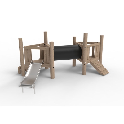 Αυτό το σύστημα πύργων έχει σχεδιαστεί για τα μικρότερα παιδιά. Οι δύο διασυνδεδεμένοι τριγωνικοί πύργοι παιχνιδιού συνδέονται με έναν σωλήνα ανίχνευσης, επιτρέποντας στα παιδιά να μετακινούνται εύκολα από τον έναν πύργο στον άλλο. Οι πύργοι συνδυάζουν το παιχνίδι με τις κινητικές δεξιότητες και την προπόνηση δύναμης. Ο σωλήνας ανίχνευσης ενθαρρύνει τις κοινωνικές δεξιότητες προωθώντας την αλληλεπίδραση. Οι τρεις επιλογές αναρρίχησης, μια σκάλα, μια πλατφόρμα και μια ράμπα, παρέχουν κατάλληλες προκλήσεις για τα μικρότερα παιδιά, είτε μπουσουλάνε είτε περπατούν. Ελαφρώς υπερυψωμένα από το έδαφος, τα παιδιά μπορούν να απολαύσουν τη θέα κατεβαίνοντας γρήγορα την τσουλήθρα.