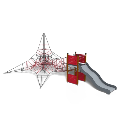 Ο συνδυασμός του διχτυού δραστηριοτήτων 4 μέτρων με το UniPlay ανοίγει έναν κόσμο όπου η παιδική φαντασία μπορεί να πετάξει ψηλά! Ένα βουνό, ένα κάστρο, ένα γιγάντιο δέντρο. Οι δυνατότητες δημιουργικότητας με τις ατελείωτες χωρικές και φυσικές προκλήσεις του διχτυού δραστηριοτήτων συνδυάζονται με μια συναρπαστική γέφυρα από σχοινί καθώς τα παιδιά κατευθύνονται προς τον πύργο πριν κατέβουν την τσουλήθρα για να ξεκινήσουν την επόμενη περιπέτειά τους.