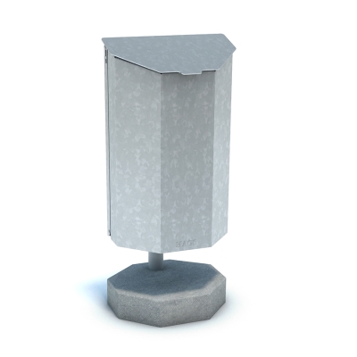 Ο κάδος απορριμμάτων Rosen 40 λίτρων είναι μια ανθεκτική και διακριτική λύση για εξωτερικά απορρίμματα που συνδυάζει το στυλ με τη λειτουργικότητα. Η κεκλιμένη κορυφή του εμποδίζει την τοποθέτηση μπουκαλιών από πάνω, ενώ η μπροστινή πόρτα ανοίγματος εξασφαλίζει εύκολο άδειασμα. Σχεδιασμένος για ευελιξία, ο κάδος Rosen είναι επίσης κατάλληλος για την απόρριψη περιττωμάτων σκύλων. Διατίθεται σε τυπικό μαύρο ή γαλβανισμένο φινίρισμα, με επιλογές προσαρμοσμένων χρωμάτων κατόπιν αιτήματος, ο κάδος απορριμμάτων Rosen αποτελεί ιδανική επιλογή για τη διατήρηση καθαρών, εκλεπτυσμένων δημόσιων χώρων. Αυτή η παραλλαγή είναι ανεξάρτητη και γλαβανισμένη.