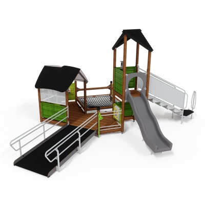 Το UniPlay Pinnacles δίνει προτεραιότητα στην ένταξη, με πρόσβαση για αναπηρικά αμαξίδια σε έναν χώρο παιχνιδιών χαμηλού καταστρώματος και ένα μεγάλο δίχτυ. Η μονάδα χωρίζεται σε δύο τμήματα: το ένα με πρόσβαση για αναπηρικά αμαξίδια σε έναν ανοιχτό χώρο με πίνακες παιχνιδιών, στοιχεία παιχνιδιού ρόλων, έναν πίνακα κουζίνας, έναν πίνακα οδήγησης και έναν πίνακα παιχνιδιών. Υπάρχει επίσης ένα χαμηλό δίχτυ προσβάσιμο για εύκολη μεταφορά, με περισκόπιο. Το δεύτερο τμήμα περιλαμβάνει πρόσβαση μεταφοράς σε έναν πύργο με τσουλήθρα και ένα δεύτερο περισκόπιο στο κατάστρωμα. Έχει σχεδιαστεί για να ενθαρρύνει απεριόριστες και συμπεριληπτικές ευκαιρίες παιχνιδιού.